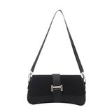 Black Fashion Retro Crossbody Bag French Chic Small Shoulder Bag Women’s Baguette Underarm Bag