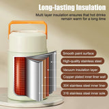 Green 800ml Stainless Steel Thermal Stew Jar Portable Insulated Lunch Pot with Handle – Vacuum Insulated Soup Container(Foldable model) - Side View