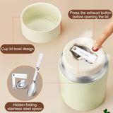 Blue 800ml Stainless Steel Thermal Stew Jar Portable Insulated Lunch Pot with Handle – Vacuum Insulated Soup Container(Foldable model) - Front View