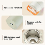 Blue 800ml Stainless Steel Thermal Stew Jar Portable Insulated Lunch Pot with Handle – Vacuum Insulated Soup Container(Foldable model) - Top-Down View