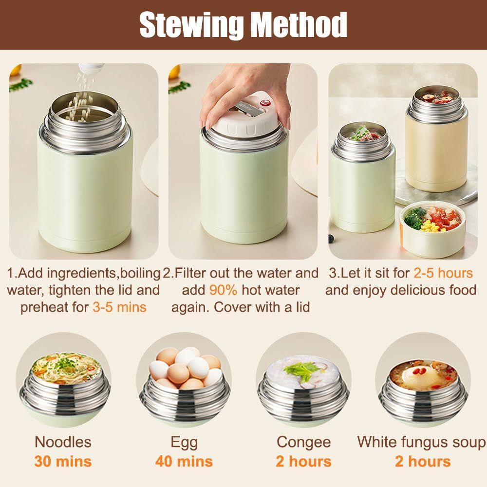 Blue 800ml Stainless Steel Thermal Stew Jar Portable Insulated Lunch Pot with Handle – Vacuum Insulated Soup Container(Foldable model)