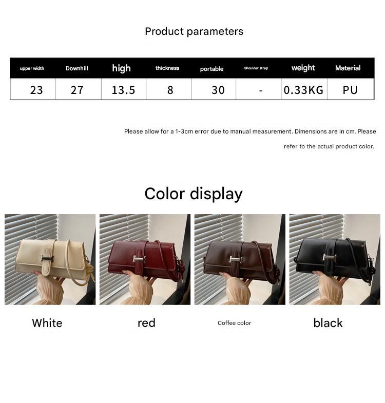 Black French Chic Baguette Shoulder Bag Women’s Minimalist Crossbody Bag with Premium Feel