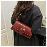 Red French Chic Baguette Shoulder Bag Women’s Minimalist Crossbody Bag with Premium Feel