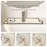 2-Piece Faucet Draining Mat Set Absorbent Sink Splash Guard Quick Dry Counter Mat 10x61cm(pig)