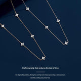 Gold Lucky Four Leaf Clover Necklace Women Delicate Clavicle Chain Sparkling Zirconia Charm Necklace Gift for Her - 45-Degree Angle