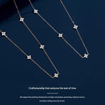 Silver Lucky Four Leaf Clover Necklace Women Delicate Clavicle Chain Sparkling Zirconia Charm Necklace Gift for Her