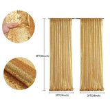 Gold Sequin Backdrop Curtain Party Wedding Photo Booth Background Panel 8FT x 2FT - Front View