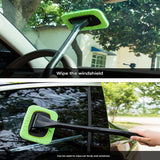 3-Piece Green Car Windshield Cleaning Brush Set Microfiber Defogging Wiper Tool Window Glass Cleaner - Side View