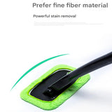3-Piece Green Car Windshield Cleaning Brush Set Microfiber Defogging Wiper Tool Window Glass Cleaner - Rear View