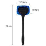 3-Piece Green Car Windshield Cleaning Brush Set Microfiber Defogging Wiper Tool Window Glass Cleaner - Close-Up Angle