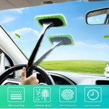 Green Car Windshield Cleaning Brush with 5 Replacement Microfiber Pads Defogging Wiper Tool Glass Cleaner - Front View