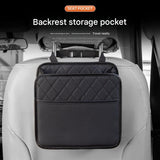 Car Seat Back Organizer Storage Bag Multi-Pocket Vehicle Seatback Holder Black - Front View