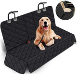 Car Rear Seat Pet Protector Mat Waterproof Dog Cat Back Seat Cover Black - Front View