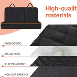 Car Rear Seat Pet Protector Mat Waterproof Dog Cat Back Seat Cover Black - Top-Down View