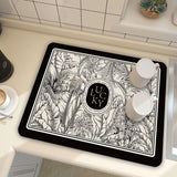Black Kitchen Countertop Drainage Mat Absorbent Quick Dry Tech Velvet Dish Drying Pad 40x60cm(CD0076-4)