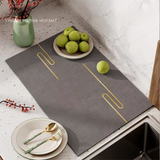 Grey Kitchen Countertop Drainage Mat Absorbent Quick Dry Tech Velvet Dish Drying Pad 40x60cm(CD0077-1)