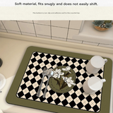 Black Kitchen Countertop Drainage Mat Absorbent Quick Dry Tech Velvet Dish Drying Pad 40x60cm(CD0077-2) - 45-Degree Angle
