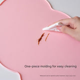 3-Piece Pink Silicone Placemat Set Cloud Shape Non-Slip Heat Resistant Kids Dining Mat - 45-Degree Angle