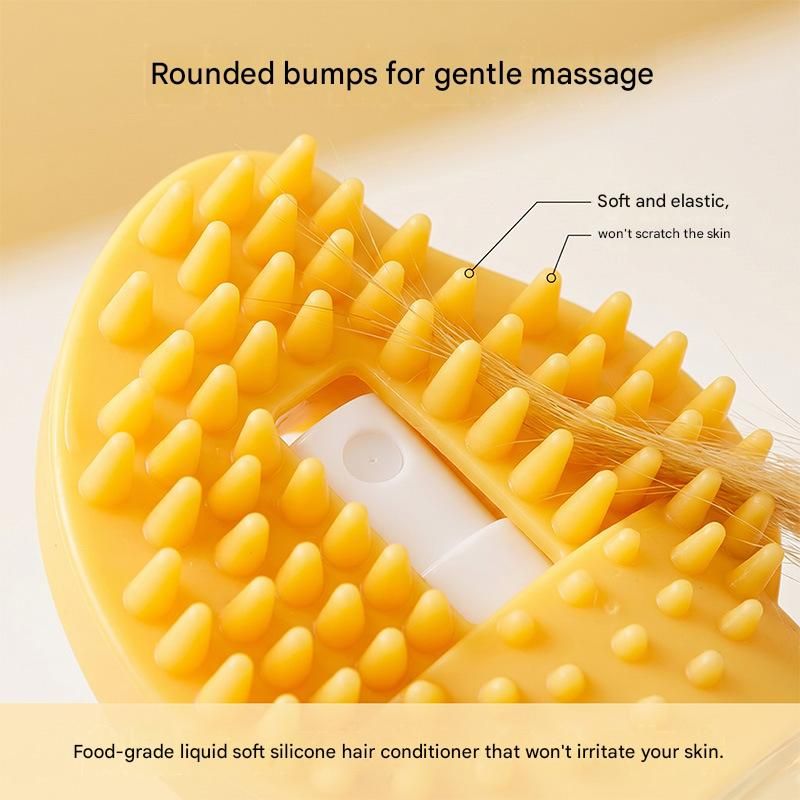 Orange Pet Shampoo Brush Silicone Foaming Massage Comb Dog Cat Bathing Grooming Tool