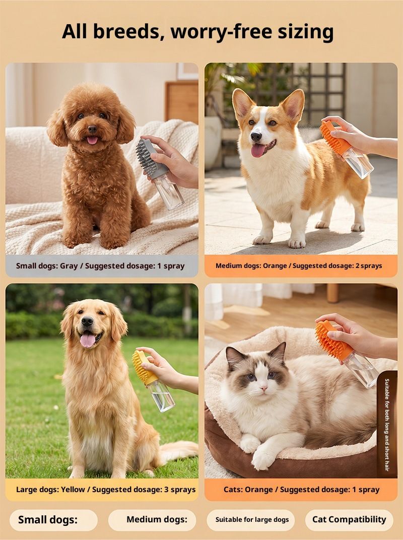 Orange Pet Shampoo Brush Silicone Foaming Massage Comb Dog Cat Bathing Grooming Tool