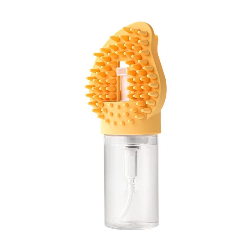 Yellow Pet Shampoo Brush Silicone Foaming Massage Comb Dog Cat Bathing Grooming Tool
