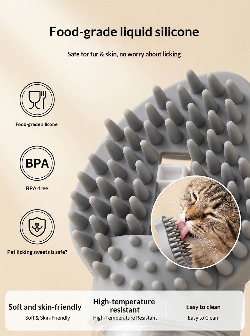 Yellow Pet Shampoo Brush Silicone Foaming Massage Comb Dog Cat Bathing Grooming Tool