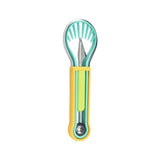 2-Piece Fruit Carving Tool Set Melon Baller Scoop Knife Stainless Steel(Yellow, blue and green)