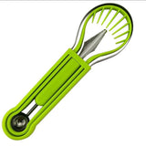 2-Piece Fruit Carving Tool Set Melon Baller Scoop Knife Stainless Steel(Green)