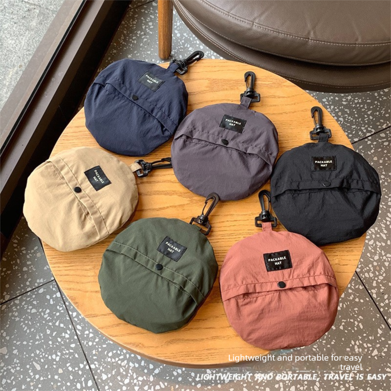 Grey Packable Bucket Hat Unisex Wide Brim Foldable Sun Protection Hiking Travel Cap