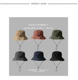 Army green Packable Bucket Hat Unisex Wide Brim Foldable Sun Protection Hiking Travel Cap - Rear View
