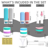 Silicone Travel Toiletry Bottles Set Leakproof Squeeze Containers with Case(04) - Top-Down View