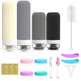 Silicone Travel Toiletry Bottles Set Leakproof Squeeze Containers with Case(07)
