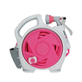 Pink Portable Hose Reel Cart with 14m Hose 7-Pattern Spray Gun Garden Watering System