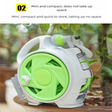 Green Portable Hose Reel Cart with 14m Hose 7-Pattern Spray Gun Garden Watering System