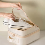 Navy blue Travel Shoe Bag Portable Luggage Organizer Waterproof Dustproof Shoe Pouch - Side View