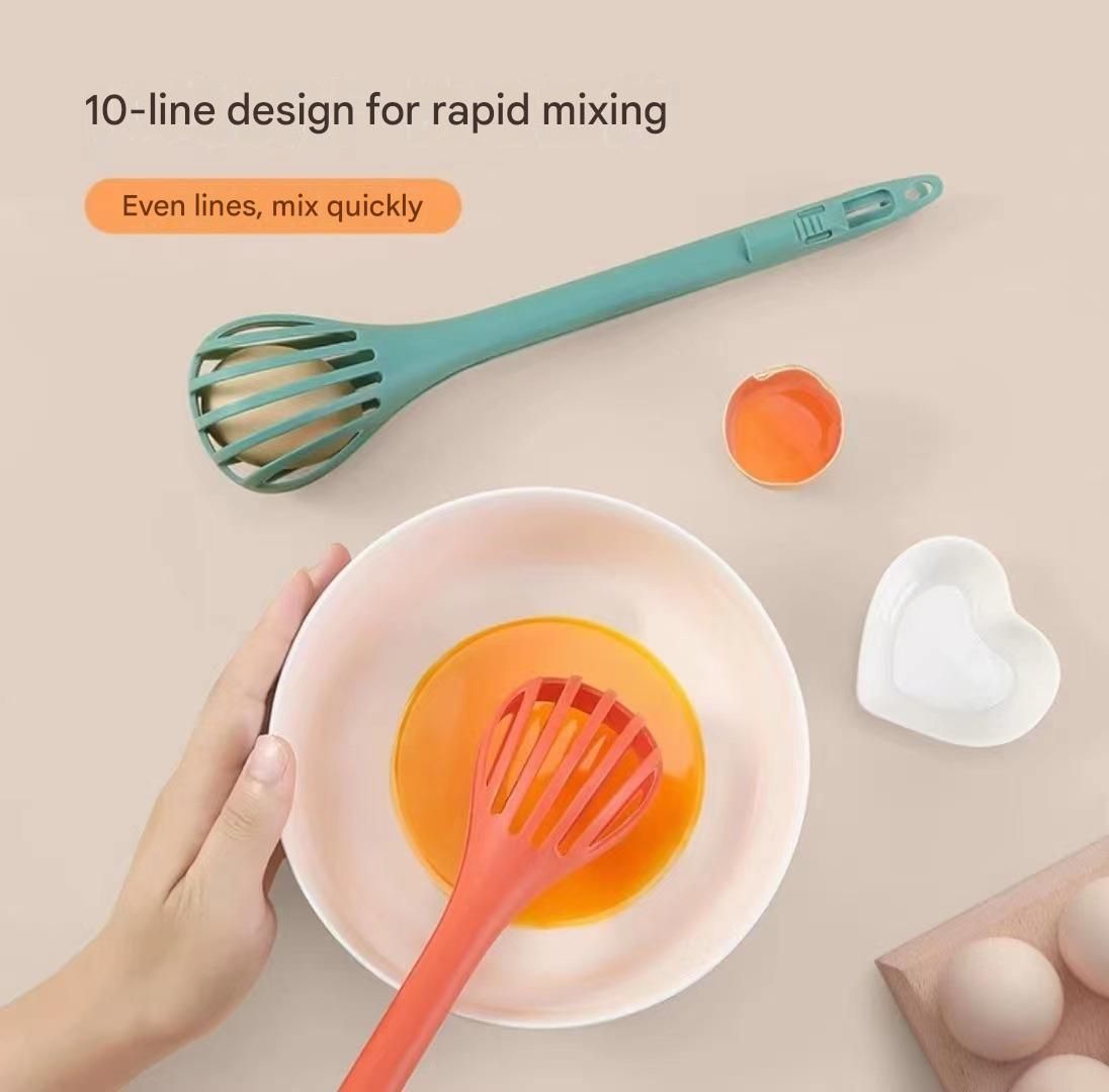 Yellow  2-Piece 3-in-1 Multi-Functional Egg Whisk & Food Tongs Set