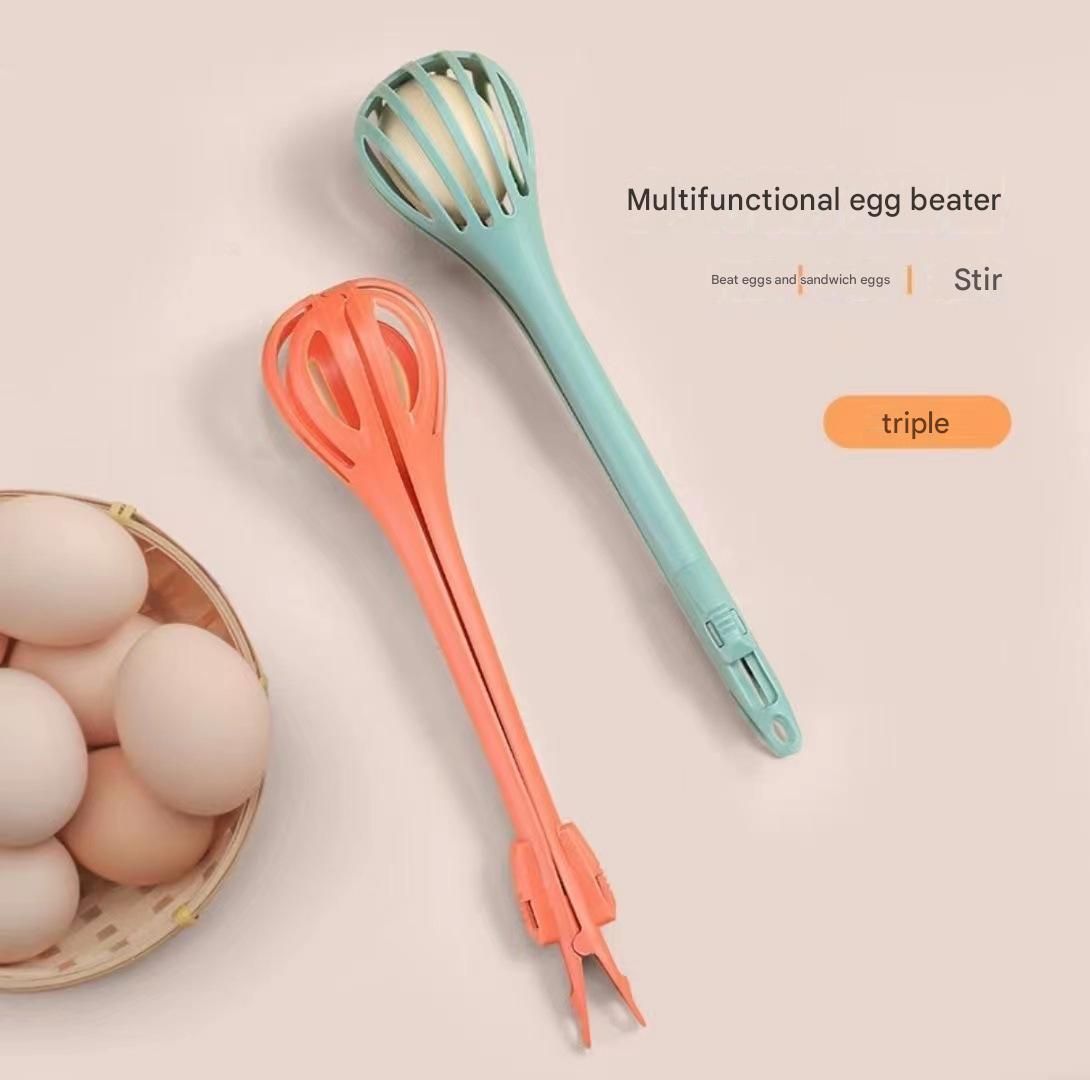 Yellow  2-Piece 3-in-1 Multi-Functional Egg Whisk & Food Tongs Set