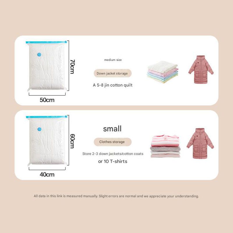 Vacuum Compression Storage Bags 6 Piece Set with Hand Pump for Clothes Bedding Travel