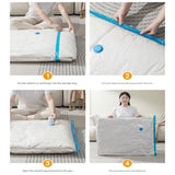 Vacuum Compression Storage Bags 6 Piece Set with Hand Pump for Clothes Bedding Travel - Low Angle
