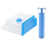 Vacuum Compression Storage Bags 7 Piece Set (6 Bags + Hand Pump) for Clothes Quilts Travel