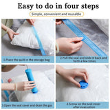Vacuum Compression Storage Bags 7 Piece Set (6 Bags + Hand Pump) for Clothes Quilts Travel - 45-Degree Angle