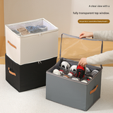 Grey Foldable Fabric Shoe Storage Box with Compartments Dustproof Moistureproof - Side View