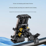Black Motorcycle Phone Holder 4-Axis Shockproof Anti-Shake Mount for Navigation - Side View
