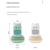 White Cartoon Press Dishwashing Brush with Replaceable Sponge Heads Kitchen Pot Cleaner