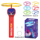 Red LED Light Up Flying Disc Cat Toy Interactive UFO Launcher with Replacement Discs