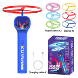 Blue LED Light Up Flying Disc Cat Toy Interactive UFO Launcher with Replacement Discs