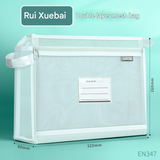 White Double Layer Mesh File Bag with Handle Large Capacity Student Subject Organizer