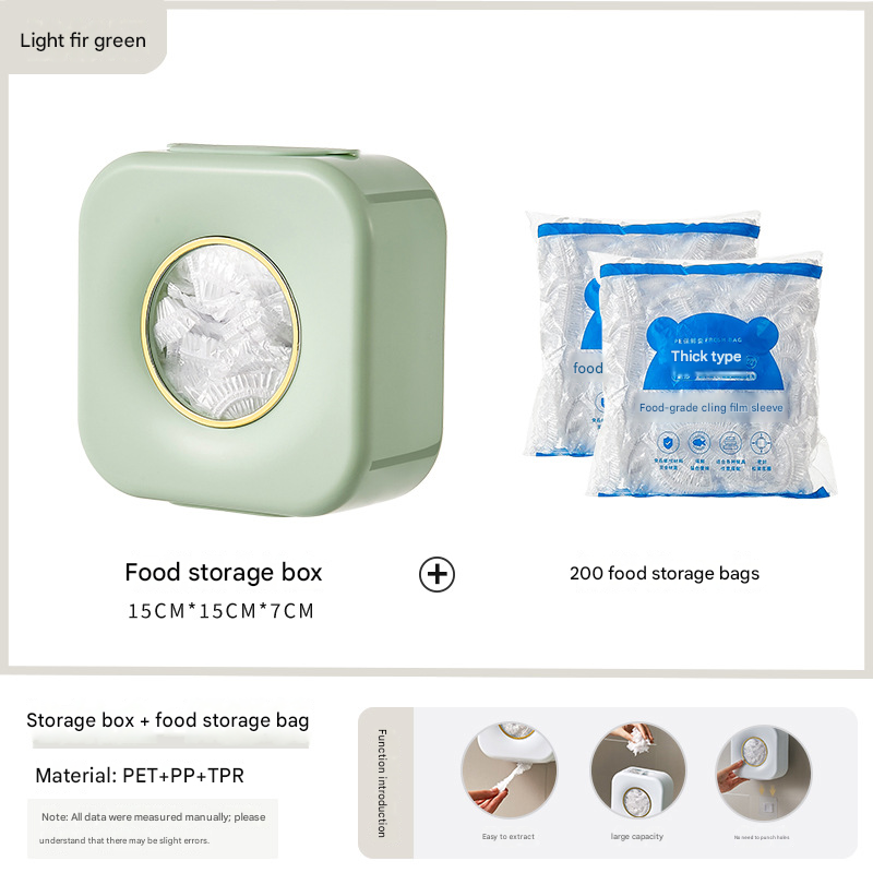 Light green Wall Mounted Plastic Wrap Dispenser Storage Box with 200 Preservation Films