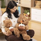 30cm Birthday Cake Teddy Bear Plush Toy - Soft Hugging Pillow with Party Hat(Bear with a Cake) - Top-Down View