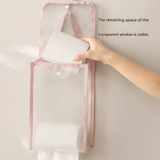 3 PCS White Wall Mounted Transparent Tissue Storage Bag Waterproof Hanging Holder with Adhesive Hook - Top-Down View